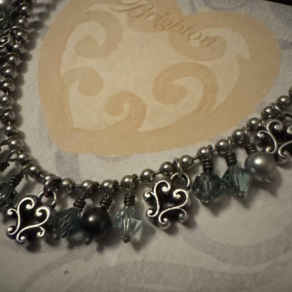 Brighton Cannes Necklace Blue Beaded Crystals & Silver Tone Charms 18" Adj. - Picture 8 of 8